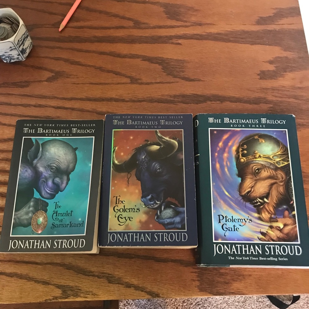 The Bartimaeus trilogy by Jonathan stroud